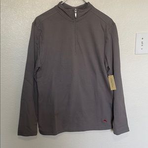 NEW Tommy Bahama pullover sweater quarter zip grey long sleeve size S